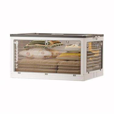 Imagem de SPXMQSS Caixas empilháveis com tampas, caixas de plástico com tampas grandes caixas de armazenamento dobráveis com alças de rodízio, para quarto, sala de estar, escritório, cozinha