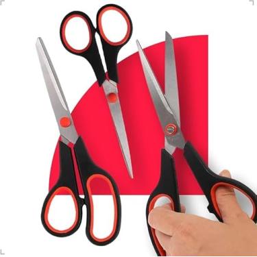 Imagem de Kit com 3 Tesouras Multiuso – Corte Preciso e Confortável – Ideal para Escritório, Escola, Artesanato e Uso Doméstico – Lâminas Afiadas e Cabos Ergonômicos