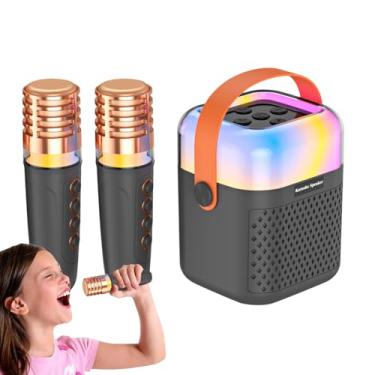Imagem de Máquina de Karaokê Portátil Mini | Alto-Falante Sem Fio Para Canto Com 2 Microfones - Brinquedo Karaokê | Para Jardim Quintal Festas Ao Ar Livre Reuniões Casa Performance Escritório