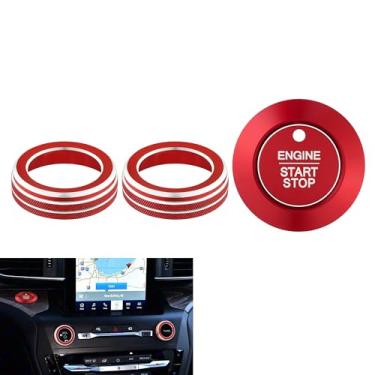 Imagem de TOMALL 3 peças de alumínio motor Start Stop Push Ring Audio Volume Knob Covers compatíveis com Ford 6th Explorer 2020-2022 interior de carro acabamento central console VOL Tune botão acessórios de