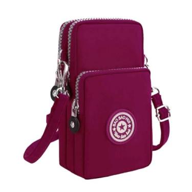 Imagem de Bolsa transversal pequena para mulheres - Mini bolsas de telefone com alça transversal e carteira - bolsa de braço de nylon, Caqui, Tendência