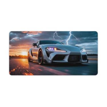 Imagem de HouLaiZhe Tapetes de mouse brancos SUP JDM para carro, pôr do sol, relâmpago, jogos, JDM, mouse pads grandes para teclado de mesa, computador, 30 x 60 cm