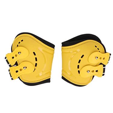 Imagem de Cuofyunl botas de cavalo fetlock respirável resistente ao deslizamento leve botas de perna traseira para cavalo equipamento de proteção amarelo (Média)