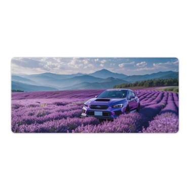 Imagem de FoRes JDM Tapete de mouse grande para jogos JDM Car WRX roxo campos montanhas tapete de mesa base de borracha antiderrapante acessórios de computador suprimentos para escritório casa 40 x 90 cm
