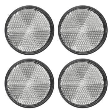 Imagem de PATIKIL Refletores traseiros redondos, 4 peças refletor de aviso refletor de segurança plástico universal para motocicleta com suporte de parafuso M6 para carro, motocicleta, reboque, bicicleta