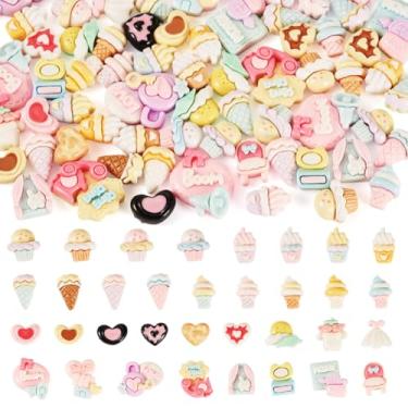 Imagem de Beadthoven 70 peças de cabochão de sorvete de resina, contas de sobremesa, berloques, doces, fofos, doces, cupcake, coração, charme, enfeite colorido, scrapbook, berloques para decoração de capa de