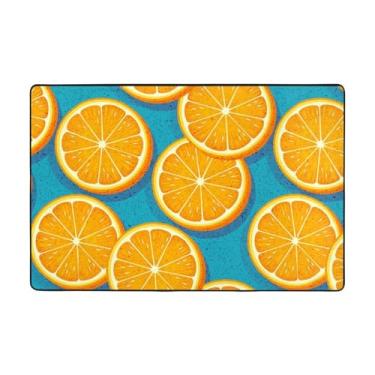 Imagem de ZERAOKE Tapetes de área de frutas laranja frescas para sala de estar de 1,2 x 1,6 m, tapete macio e moderno, tapetes antiderrapantes para decoração de casa, tapete lavável para quarto, jantar,
