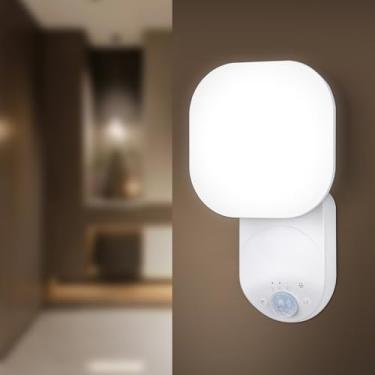 Imagem de Yochoice Arandela de parede recarregável operada por bateria, sensor de movimento magnético sem fio, luz de armário com controle remoto, ângulo ajustável, luz de parede LED regulável para quarto