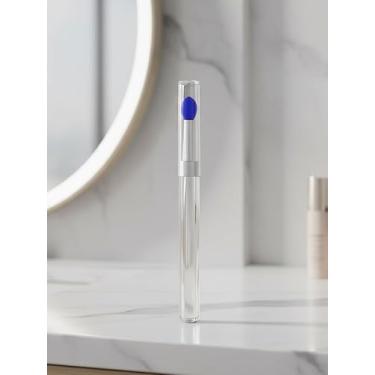 Imagem de Pincel labial de silicone com tampa aplicador de brilho labial reutilizável de silicone azul