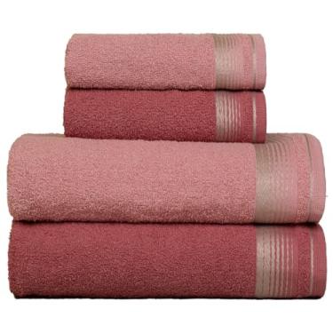 Imagem de Jogo de Toalhas Gigante 4 Peças 340g/m2 100% Algodão - Sublime (Rosa Crochê + Terracota)