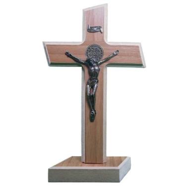Imagem de Cruz de Madeira com Medalha de São Bento 20x13cm - SJO Artigos Religio