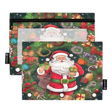 Imagem de Wassud Cartão de Natal (2) 2 pacotes de pastas de fichário com 3 furos de bolso, pasta organizadora de fichário para casa, escritório