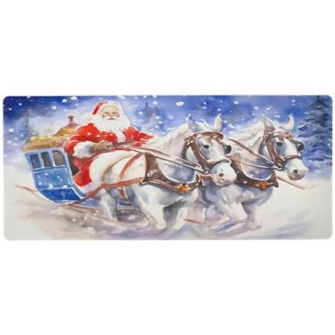 Imagem de Wassud Tapete de mouse para dirigir Papai Noel com base de borracha antiderrapante, mouse pad longo com borda costurada, à prova d'água, grande mesa para escritório, casa, 89,9 cm x 39,9 cm