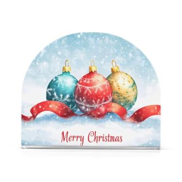 Imagem de xigua Suporte de guardanapo de bola de decoração de Natal para mesas, porta-guardanapos de papel de placa acrílica elegante, dispensador de papel de seda independente moderno para jantar, sala de
