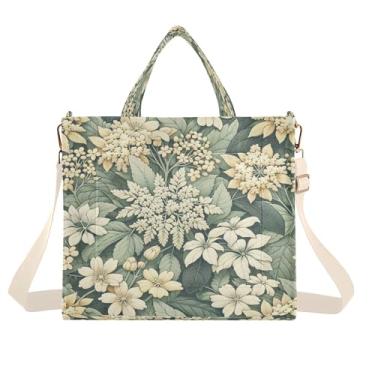 Imagem de Burbuja Sacola floral feminina, bolsa tiracolo de veludo cotelê, bolsa transversal para compras, trabalho, viagem, P, B191, Small