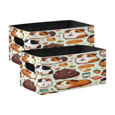 Imagem de Burbuja Caixa de armazenamento dobrável para porquinho-da-índia com alças – caixa de armazenamento de feltro para organizar brinquedos, livros, maquiagem, panos, meias em prateleira, armário, quarto