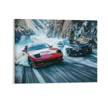Imagem de HouLaiZhe Drift Jdm Car Rx7 Vs R34 Cartazes Esportivos Tela Estética Decoração de Sala de Parede Impressões Galeria Sala Decoração de Parede para Quarto Sala de Estar Escritório 11 x 14 polegadas (28