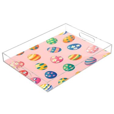 Imagem de STAYTOP Bandeja de acrílico para servir ovos de páscoa, 15,7 x 11,20 cm, bandejas decorativas à prova de derramamento, organizador de bancada para café da manhã, chá, comida, maquiagem