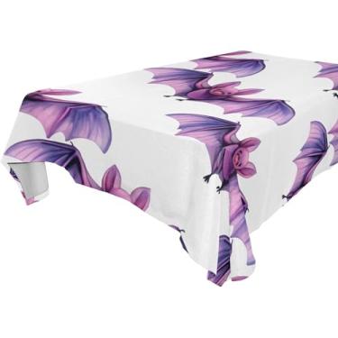 Imagem de Burbuja Toalha de mesa para morcegos aquarela, toalha de mesa retangular, anti-rugas, grossa para decoração de jantar, cozinha, festa, 137 x 183 cm