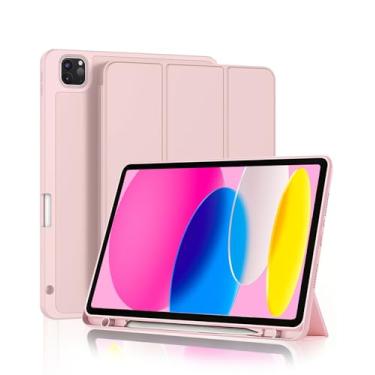 Imagem de Capa para iPad Air 11 M3/M2 / Air 5 / Air 4 / iPad Pro 11 4ª/3ª/2ª/1ª geração 10.9-11 Polegadas com Suporte para Pencil função de ativação/desativação automática, Rosa