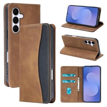 Imagem de FLYING FLIER Capa carteira flip para Samsung Galaxy S25 FE, [compartimentos para cartão] [à prova de choque] [fecho magnético] capas protetoras para celular para Samsung Galaxy S25 (marrom)