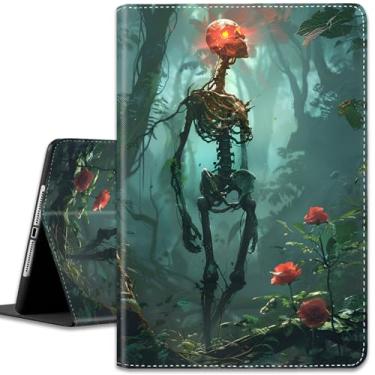 Imagem de Capa para iPad (A16) 11ª geração de 11 polegadas (2025)/iPad 10ª geração 10,9 polegadas (2022), visualização em vários ângulos e despertar/hibernar automático, flor assustadora