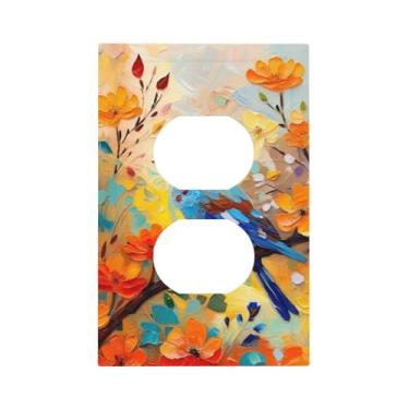 Imagem de Capa de interruptor de luz estilo arte decorativa, padrão de pássaro cuco, placa decorativa de tomada basculante de 1 gangue, compatível com GFCI, capa protetora de interruptor elétrico para decoração