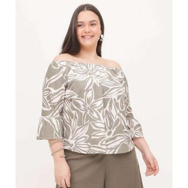 Imagem de Blusa Ciganinha Plus Size Feminina Manga 7/8 Marisa-27024, Verde, G4