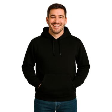 Imagem de Moletom Canguru Liso Unissex Blusa De Frio Capuz Flanelado-Unissex