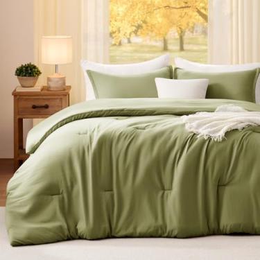 Imagem de Quataly Conjunto de edredom King grande, verde sálvia, 3 peças, macio, leve e respirável, tamanho king size grande (300 x 248 cm, edredom e 2 fronhas)