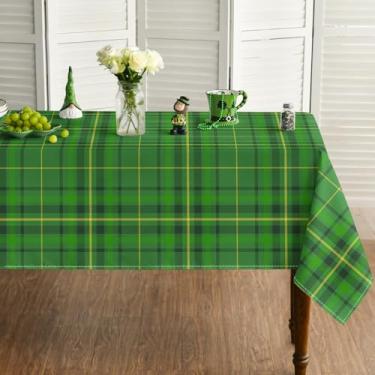 Imagem de Horaldaily Toalha de mesa retangular do Dia de São Patrício 152 × 264 cm, xadrez buffalo, verde, estilo rural, lavável, sazonal, para decoração de festa, piquenique, jantar