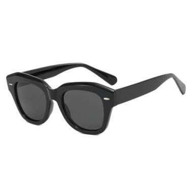 Imagem de Óculos de Sol Olho de Gato Feminino com Rebites e Proteção UV400 para Esportes ao Ar Livre, Corrida e Ciclismo, Preto e Cinza