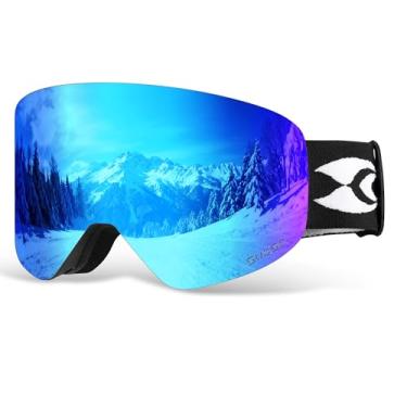 Imagem de suoso Óculos de esqui OTG para homens e mulheres, óculos de snowboard magnéticos sem moldura, proteção UV400, óculos de neve