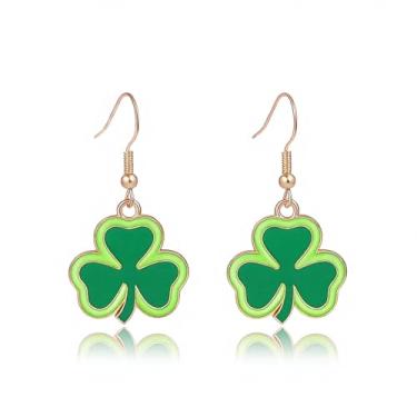 Imagem de Brincos femininos do Dia de São Patrício, trevo da sorte, trevo da sorte, trevo, folha verde, pingente para o dia de São Patrício, acessórios para presentes, Medium, Metal, Sem pedra preciosa
