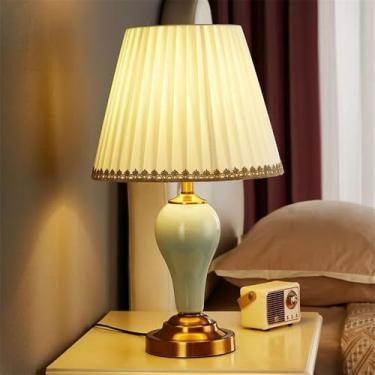 Imagem de Quarto Contemporâneo Lâmpada De Mesa De Cerâmica LED Criatividade Americana Sala De Estar Quarto Infantil Estudo Villa Hotel Cabeceira Mesa Luz (Estilo 16)