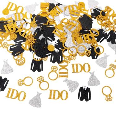 Imagem de 150 Unidades de Confete Dourado para Mesa de Casamento, Confete Papel Brilhante Anel Diamante Decoração Papel Mesa Festa Noivado para Chá Panela Casamento e Despedida Solteiro(a)