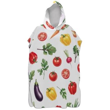 Imagem de Joisal Poncho de surfe plus size trocador para adultos toalhas de banho com capuz aquarela vegetais homens mulheres poncho com capuz