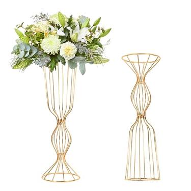 Imagem de LANLONG 2Pcs Vasos de Ouro para Centros de Mesa, 23,6 Pol/60 Cm de Altura de Metal Elegante Suporte para Arranjos de Flores de Metal, Suporte para Flores para Centros de Mesa de Ca (18,6 Pol. De Altur