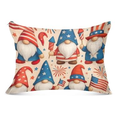 Imagem de Capa de travesseiro de flanela grande do Dia da Independência dos EUA com zíper longo padrão Queen King Size fronhas fofas para cabelo e pele, tamanho do corpo, 53 cm x 137 cm