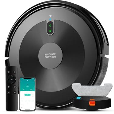 Imagem de AZQQ Robô aspirador de pó 3000Pa com sucção de 3 níveis, aspirador robótico e esfregão com bateria de 2600 mAh e carregamento automático, aspirador de pó robô 2 em 1 para piso duro doméstico, carpete
