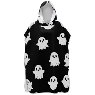 Imagem de Joisal Roupão reutilizável para troca de poncho de surfe para adultos, toalha de banho com capuz para Halloween, ponchos de praia pretos assustadores para homens