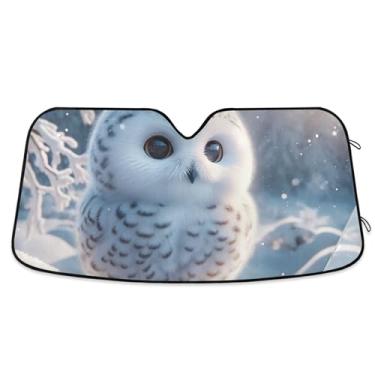 Imagem de Guarda-sol de carro com estampa de coruja fofa para-brisa dobrável personalizado caminhão carro para-brisa dianteiro retrátil L, 144,8 cm x 80 cm