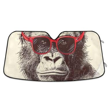Imagem de Toldo de sol Gorilla engraçado personalizado para para-brisa de carro engraçado universal dobrável caminhão carro janela persianas para-brisa frontal M, 139,7 cm x 70,1 cm