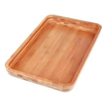 Imagem de Bandeja retangular de bambu e madeira