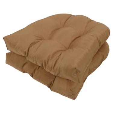 Imagem de GOWENIC Conjunto de Almofadas para Assento Externo, Almofadas Tufadas para Móveis de Pátio para sofá de Vime, Cadeiras para Todos Os Climas, 18,9 X 18,9 pol. (Castanho claro)