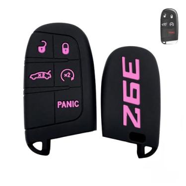 Imagem de x xotic tech Capa de chaveiro 392 compatível com Dodge Charger Challenger SRT Hornet Dart Durango Journey ou Jeep ou Chrysler, capa de chave de controle remoto 3, 4, 5 botões (rosa, 1 peça)