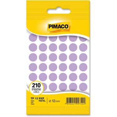 Imagem de Etiqueta Adesiva Pimaco, Multiuso TP-12-RXP, Roxo Pastel, Ø 12mm, envelope com 5 fls - 210 etiquetas, 970817