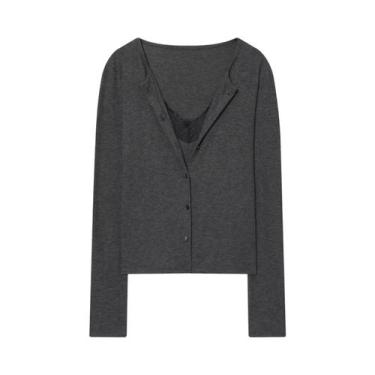 Imagem de Jaqueta Vintage De Renda Para Mulheres, Cardigan De Malha Com Botões, 