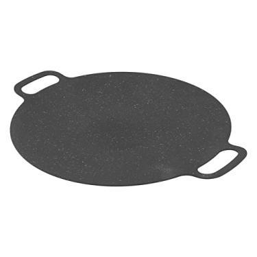 Imagem de GLOGLOW Panela Coreana para Grelhar, Material de Ferro, Grande Grelha Redonda Antiaderente para Churrasco de 28 Cm para Cozinhar Em Ambientes Internos e Externos (25cm)