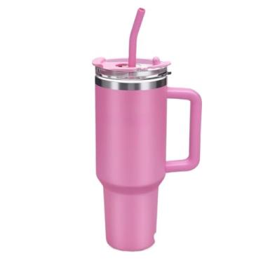 Imagem de Copo Térmico 600ml e 1200ml Aço Inox 304 - Isolante a Vácuo, Kit Completo com Canudo, Presente Premium(Rosa-1200ml)